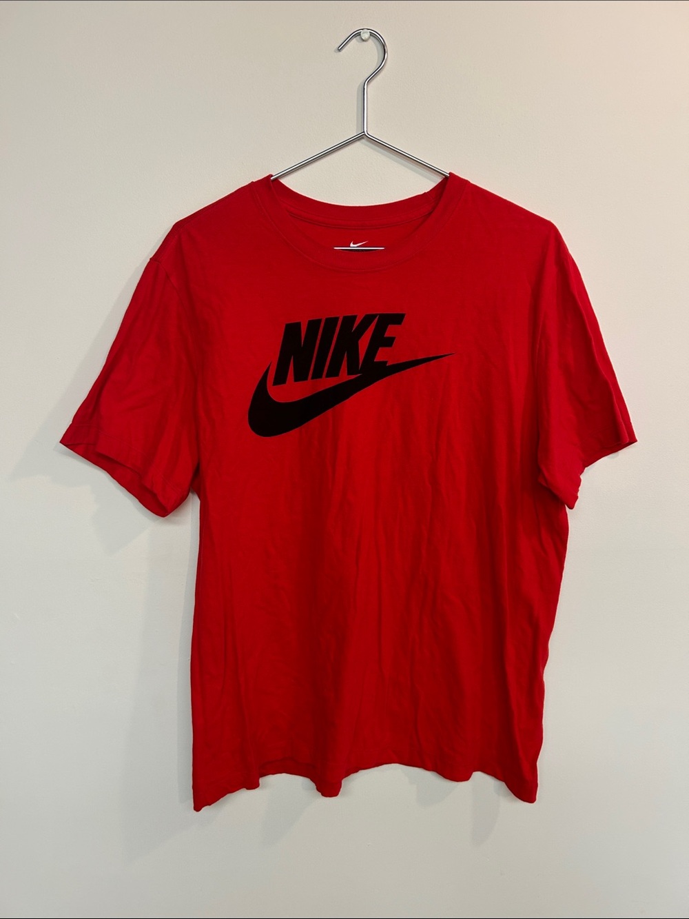 Nike Red Short Sleeve Tee with Black Swoosh Logo